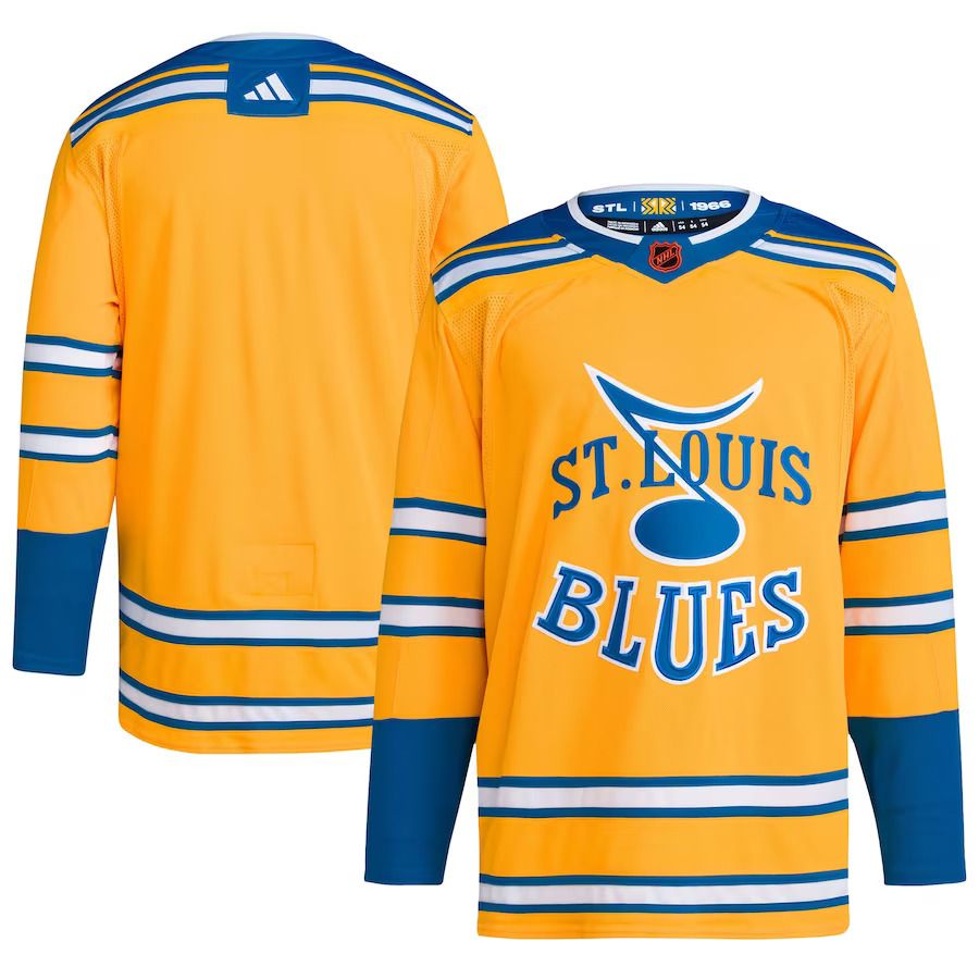 Men St. Louis Blues adidas Yellow Reverse Retro Authentic Blank NHL Jersey->st.louis blues->NHL Jersey
